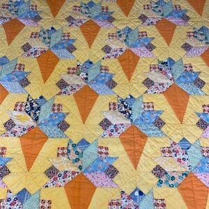 Vintage Handmade Brides Bouquet Quilt 88” X 73”